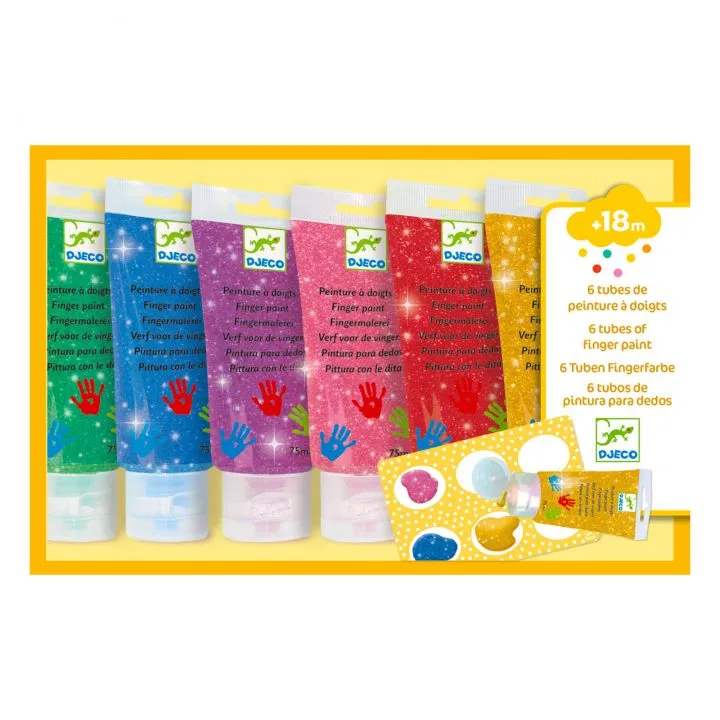 Pintura de Dedos con Purpurina 6 colores Djeco