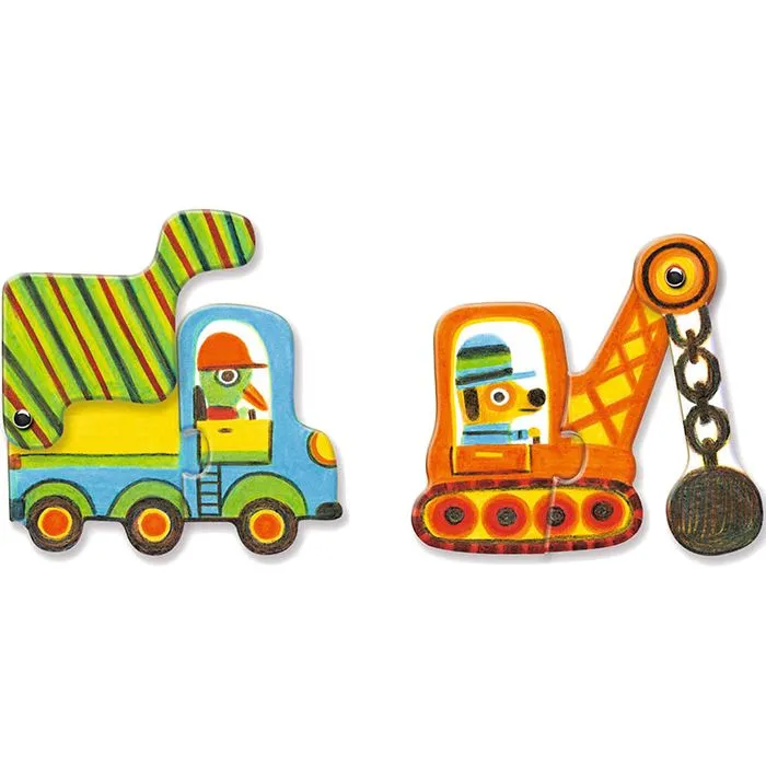 Puzzle Duo Vehículos Articulados Djeco - Imagen 2