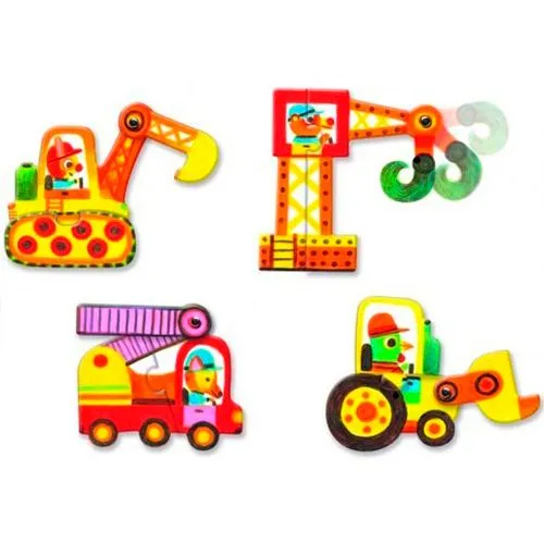 Puzzle Duo Vehículos Articulados Djeco - Imagen 3