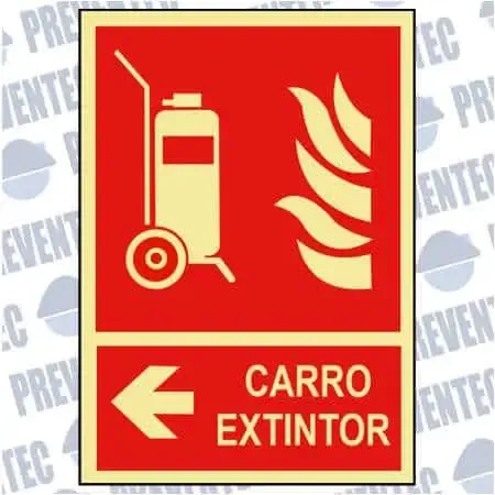 Cartel de señalización : Carro extintor ( Flecha izquierda )
