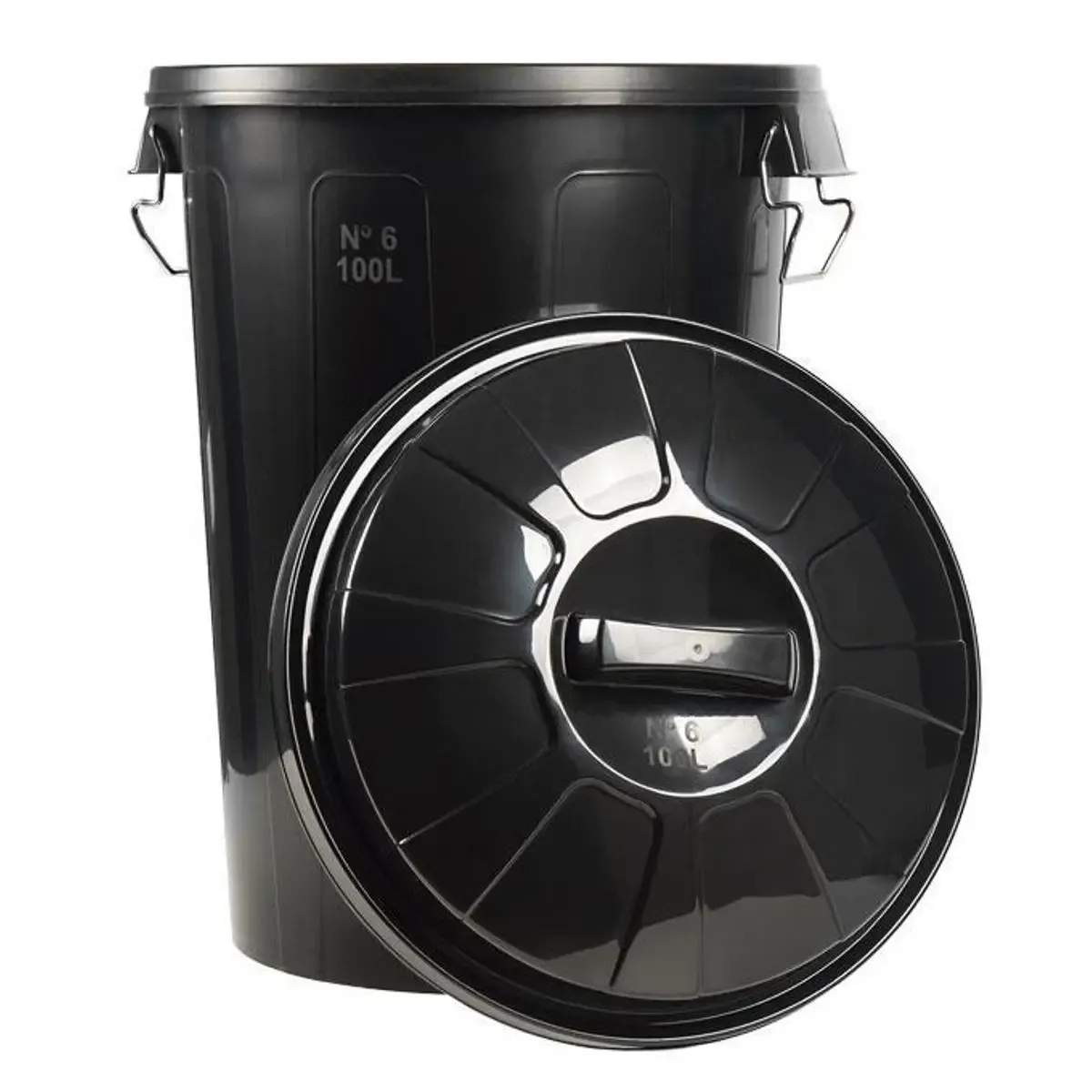 Cubo de basura 100 litros de plástico negro Cofan - Imagen 2