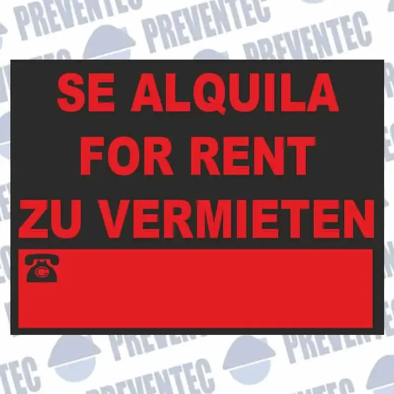 Cartel comercial se alquila – Varios idiomas