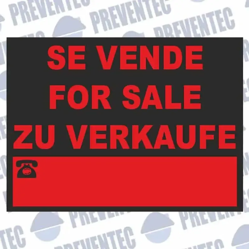 Cartel comercial se vende – varios idiomas