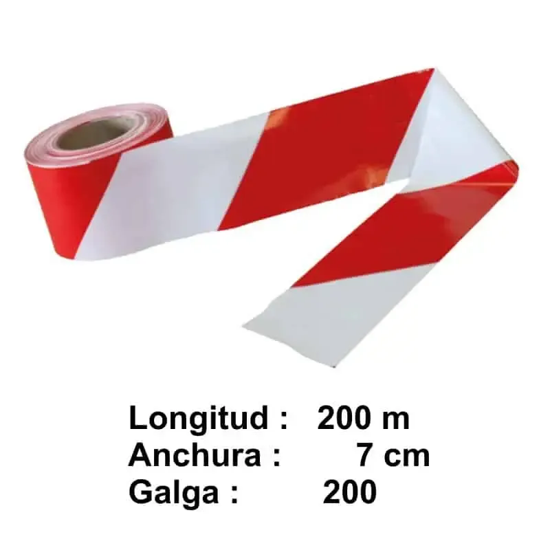 Cinta balizamiento roja y blanca con galga 200