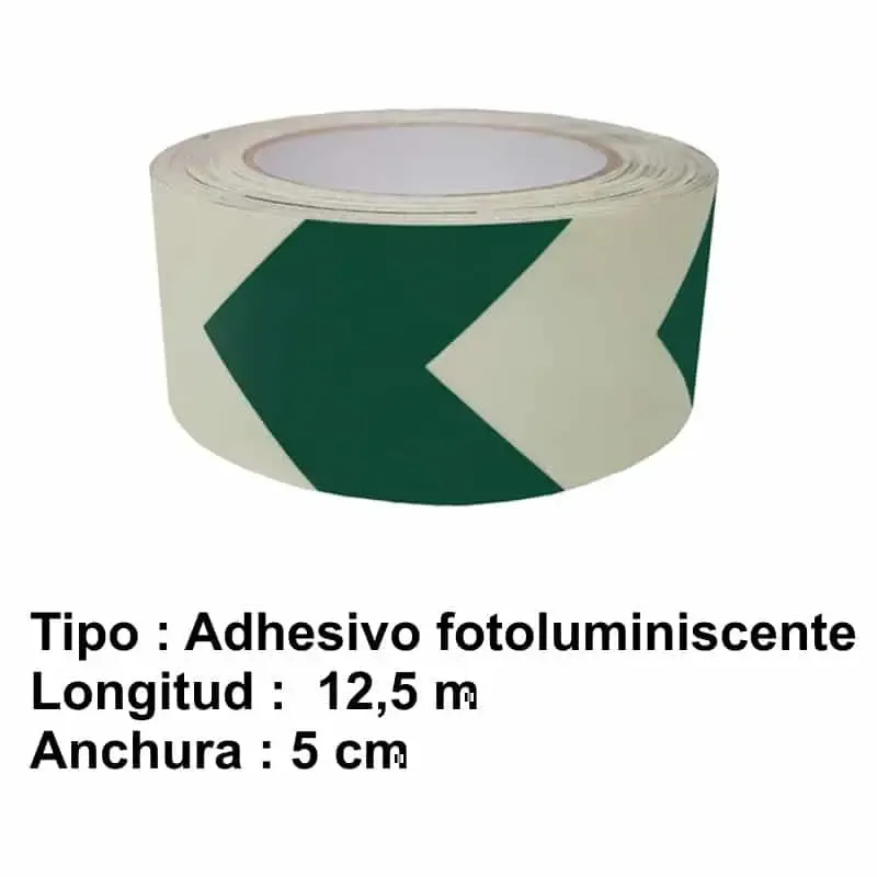 Cinta fotoluminiscente de señalización adhesiva direccional