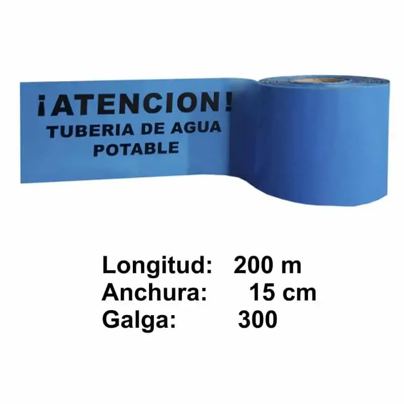 Cinta con texto : Señalización subterránea – Tubería agua