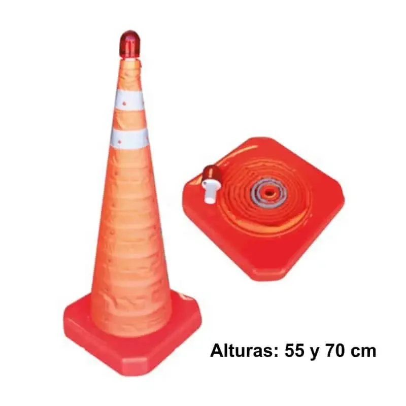 Conos de señalización plegables con luz