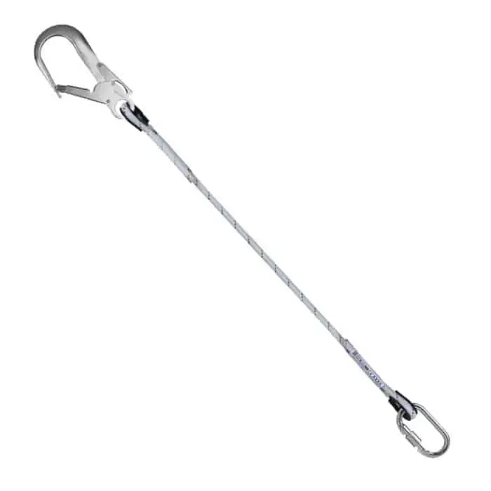 Cuerda semiestática con un mosquetón y un gancho