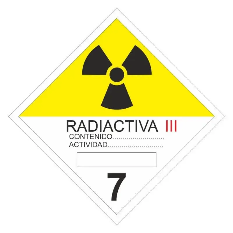 Señal seguridad Materias radioactivas: Clase 7 III