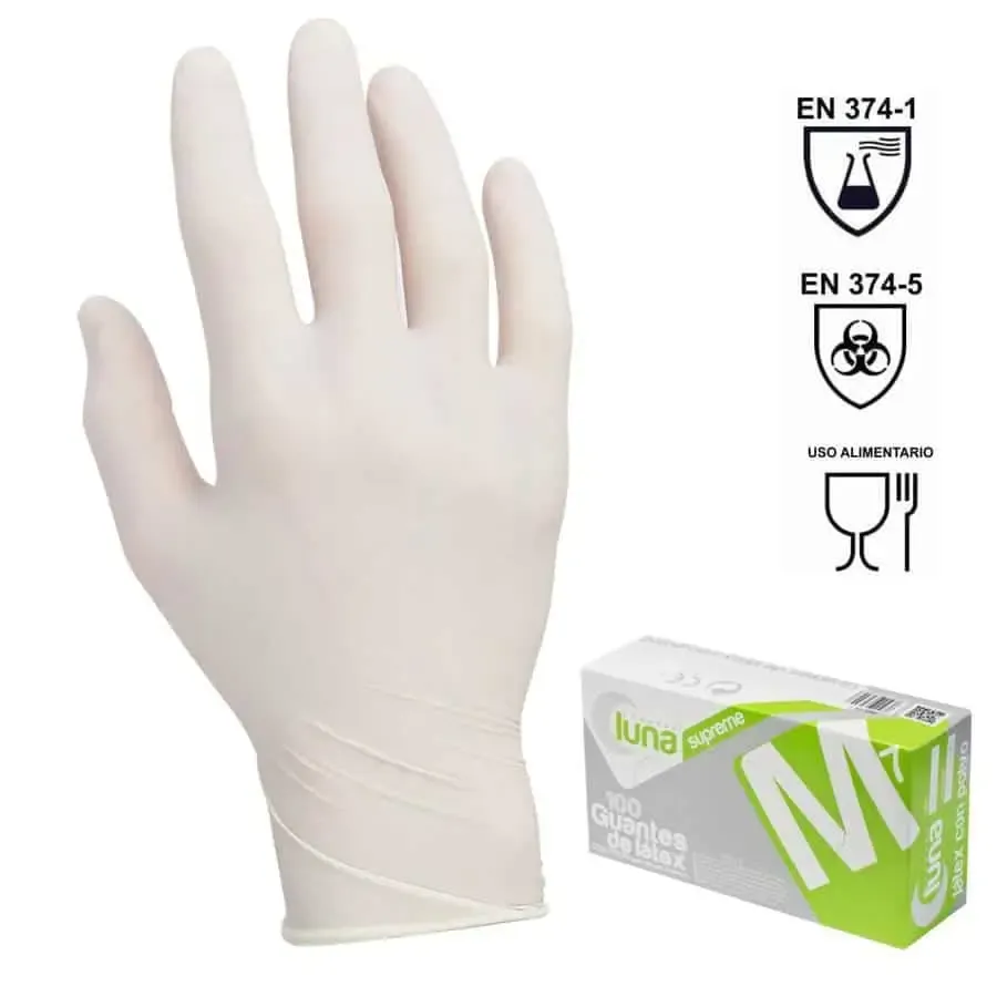 Guantes de látex con polvo Supreme Luna – Caja 100 uds