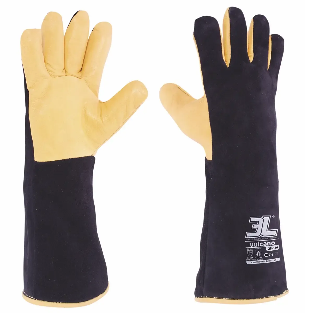 Guantes de seguridad soldar 3L Vulcano serraje y flor vacuno