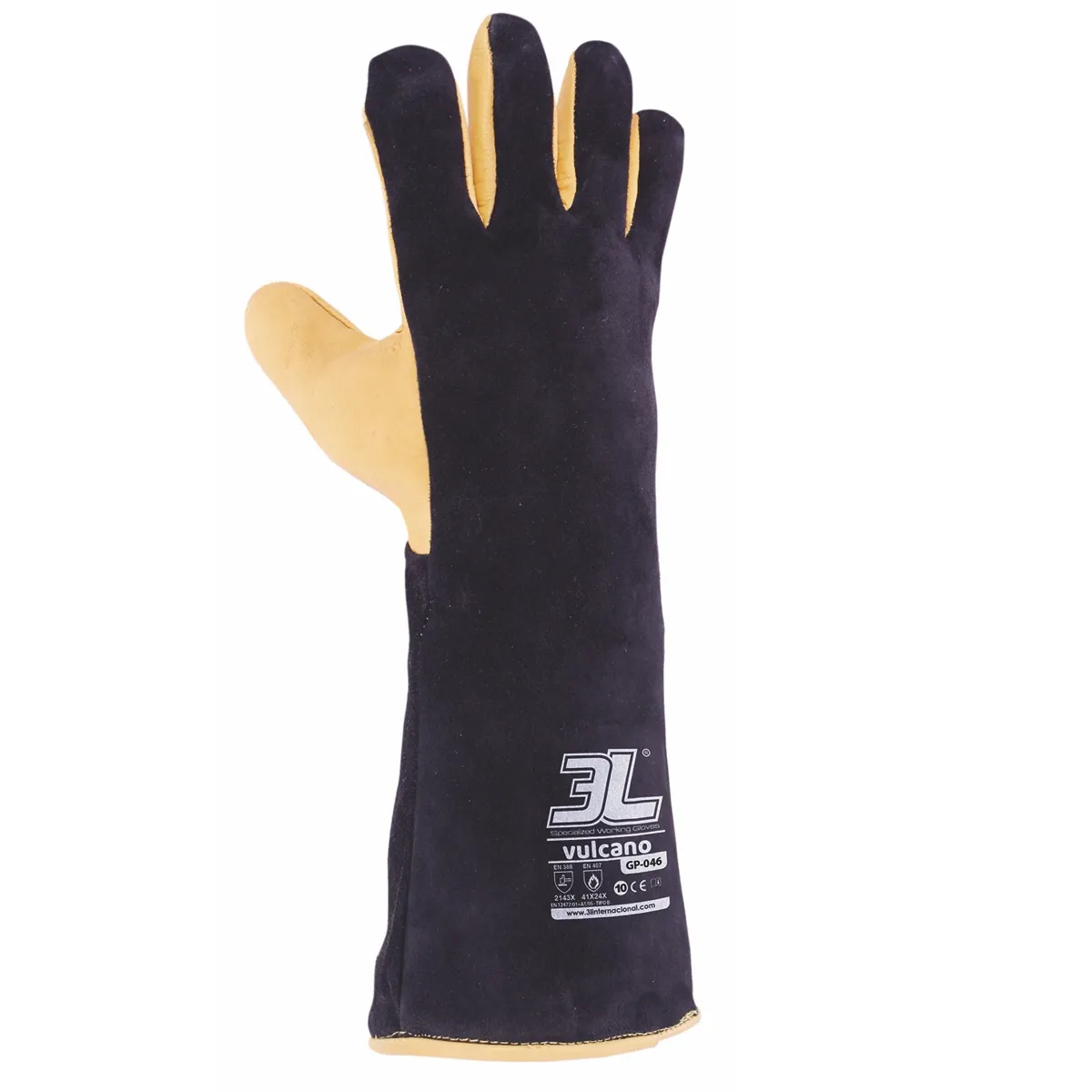 Guantes de seguridad soldar 3L Vulcano serraje y flor vacuno - Imagen 3