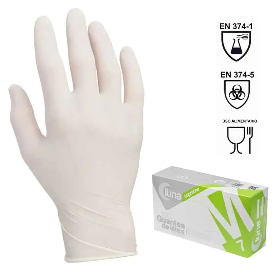 Guantes de látex sin polvo Luna Supreme – Caja 100 uds