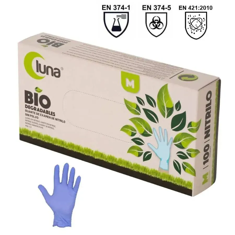 Guantes nitrilo biodegradables – Caja 100 uds