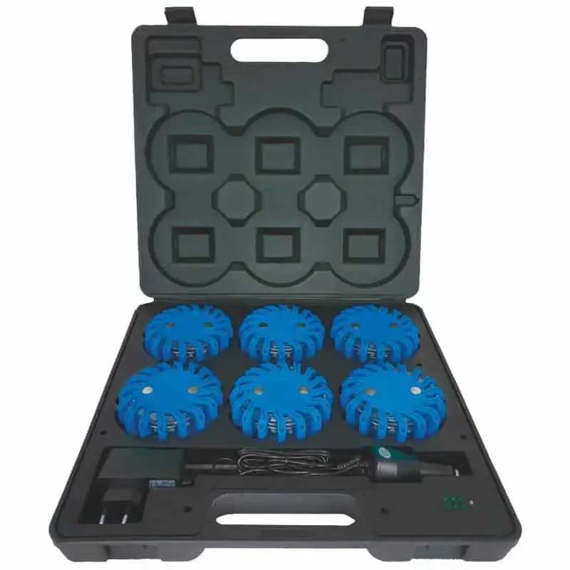 Maletín de 6 balizas de señalización LED Azul