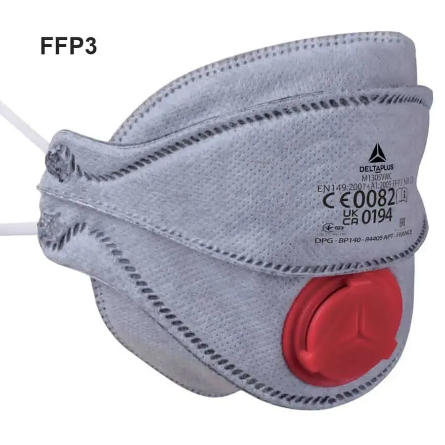 Mascarilla con válvula FFP3 para olores y vapores – Caja 10 uds