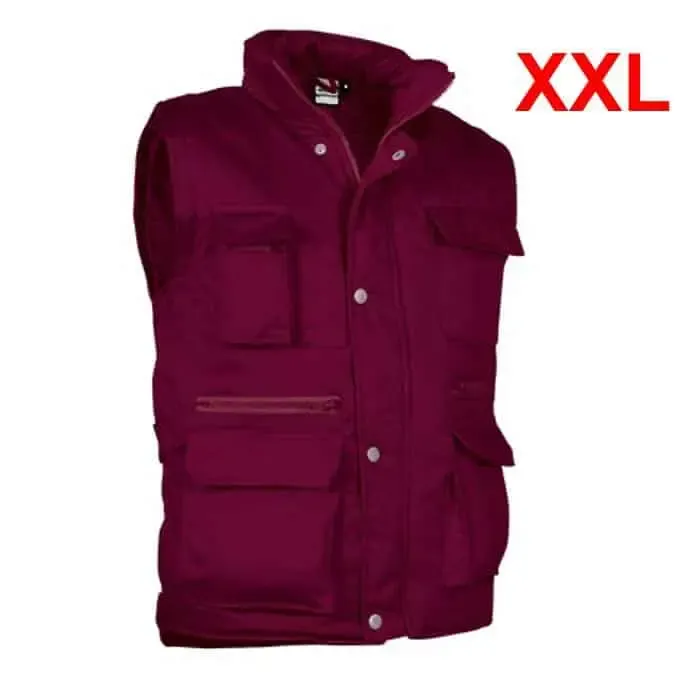 Chaleco multibolsillos Reporter Valento – Granate XXL