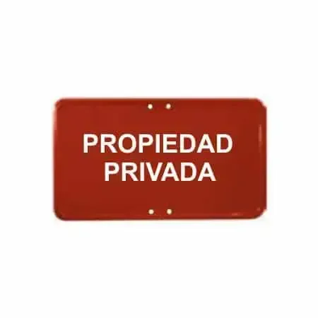 Placas de acero complementarias rojas – Propiedad privada