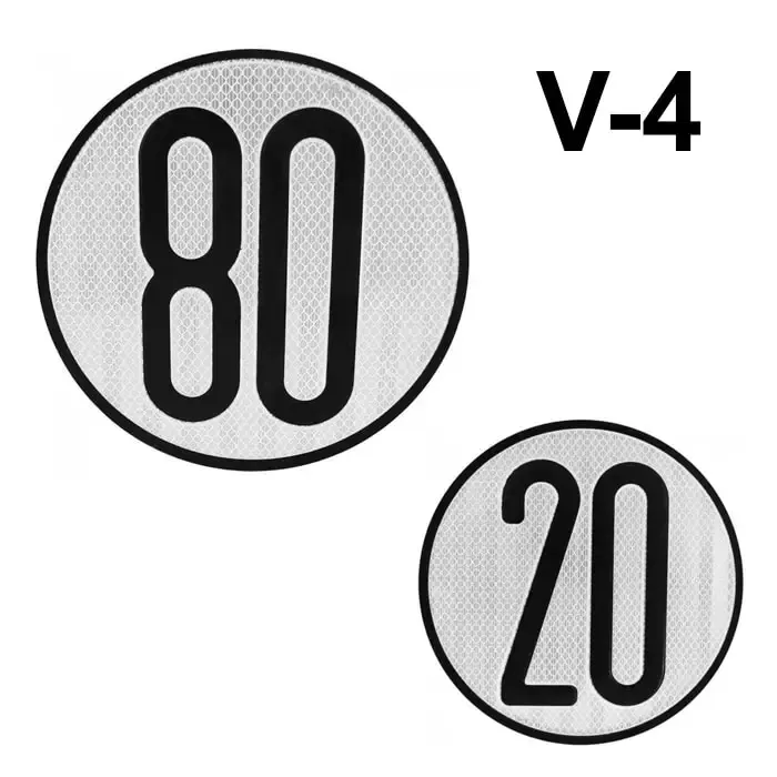 Señal V4 – Placa para vehículos con limitación velocidad