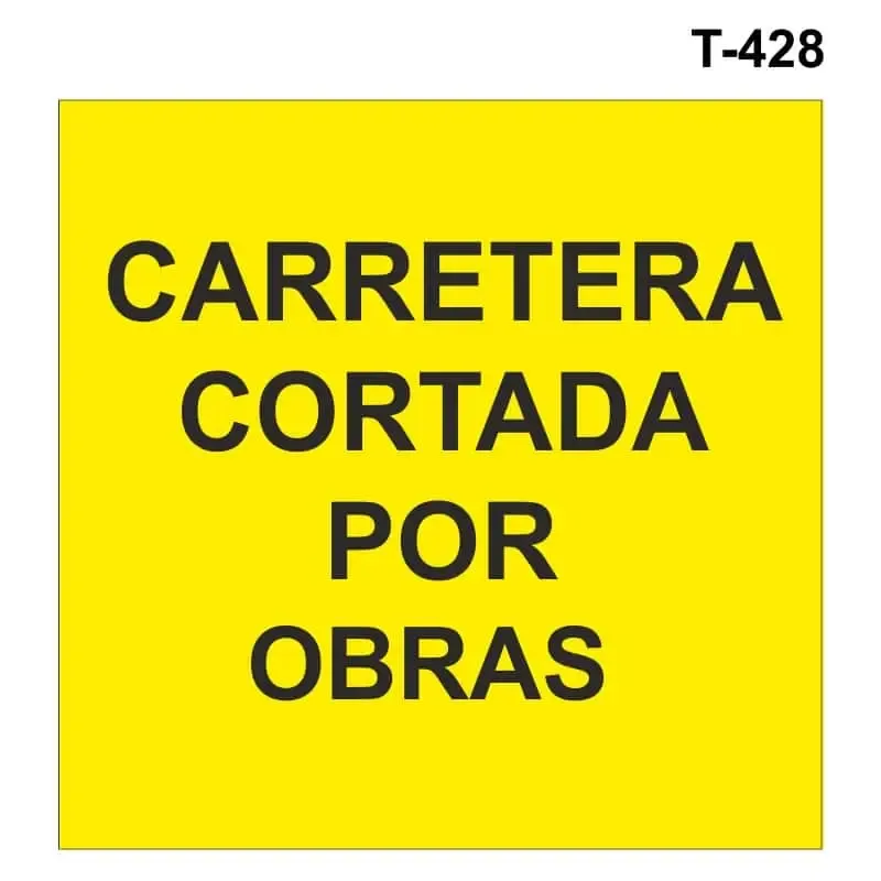 Señal carretera cortada por obras