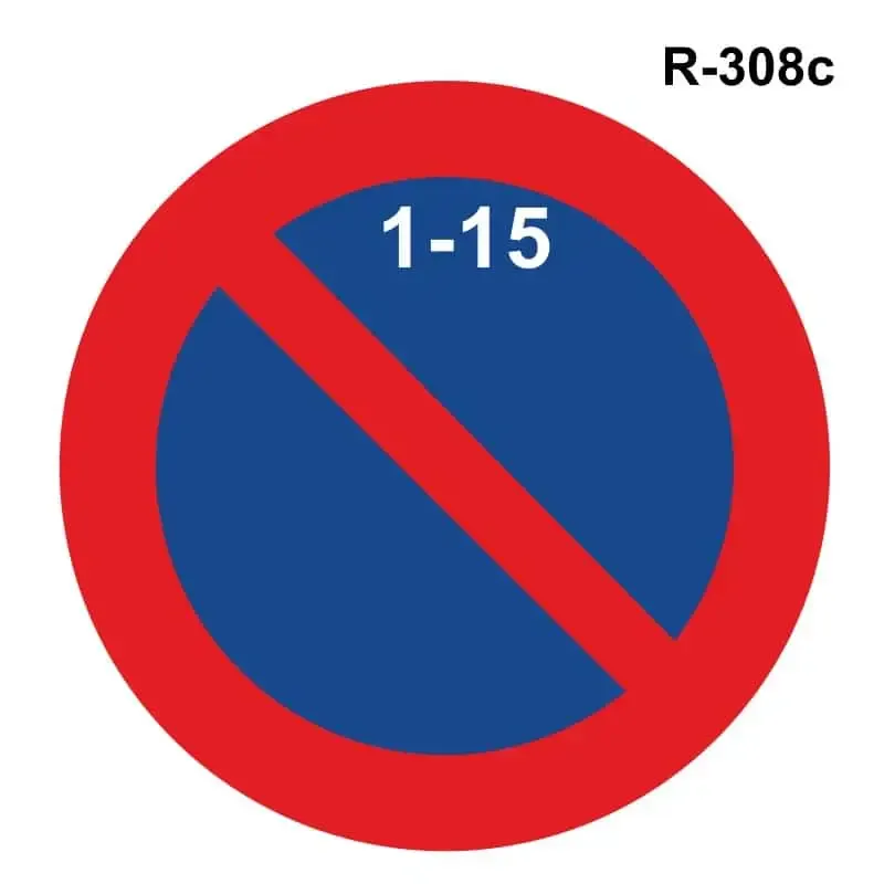 Señal de prohibido aparcar la primera quincena – ( R-308c )