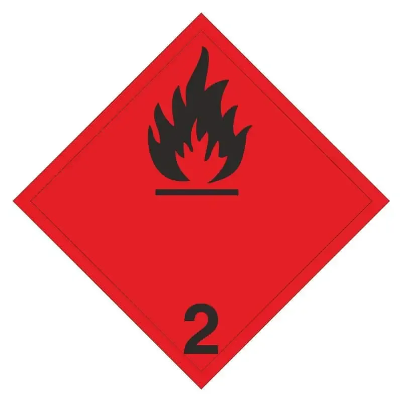 Señal materias peligrosas : Gases inflamables clase 2.1 – Negro