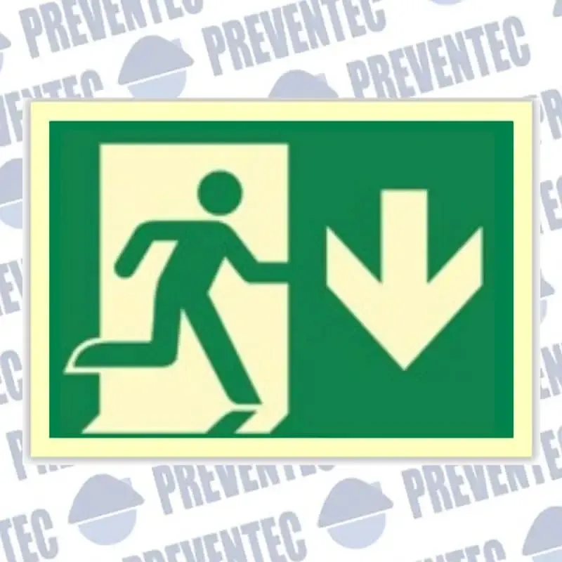 Señales de seguridad salida abajo