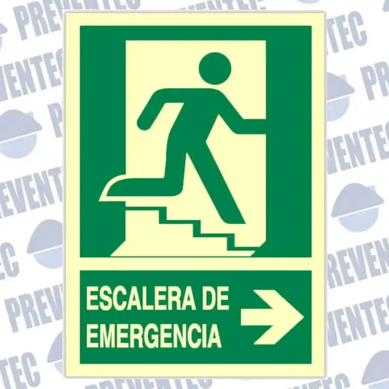 Señal evacuación : Escalera de emergencia derecha