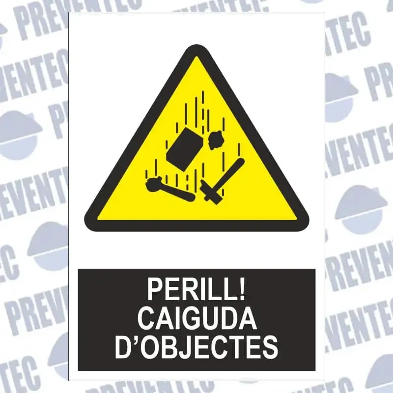Senyal d`advertència : Perill, caiguda d`objectes
