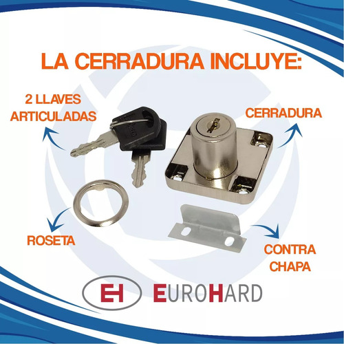 Cerradura De Cajón Cuadrada 22 Mm Locker Oficina X12 Unidad - Imagen 3