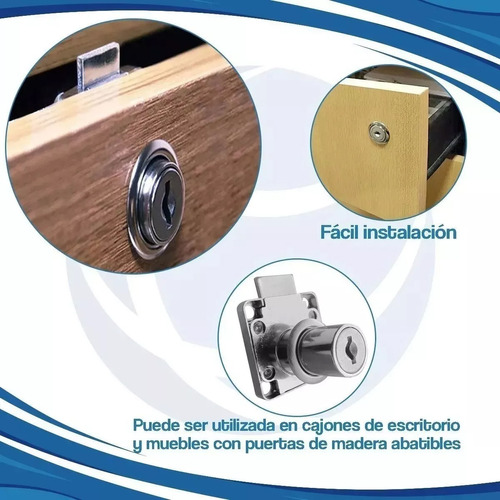Cerradura Cuadrada 32 Mm Locker Cajón Oficina X 2 Unidades - Imagen 3