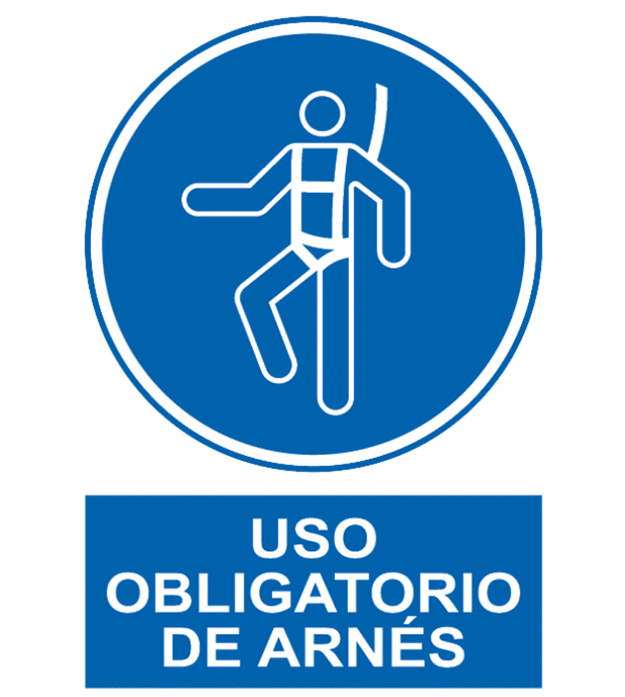 Señal / Cartel de Uso obligatorio de arnés