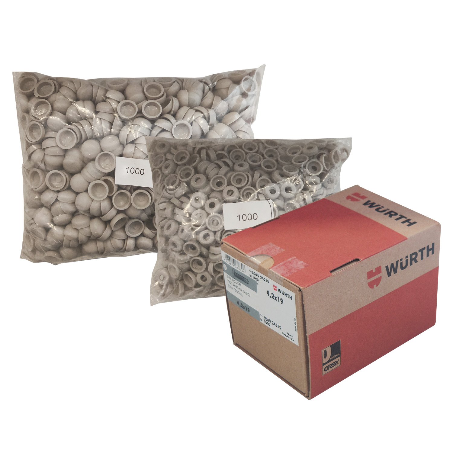 Set 1000 Tornillos Arandelas y Tapones Para Molduras y Paneles ABS Beige