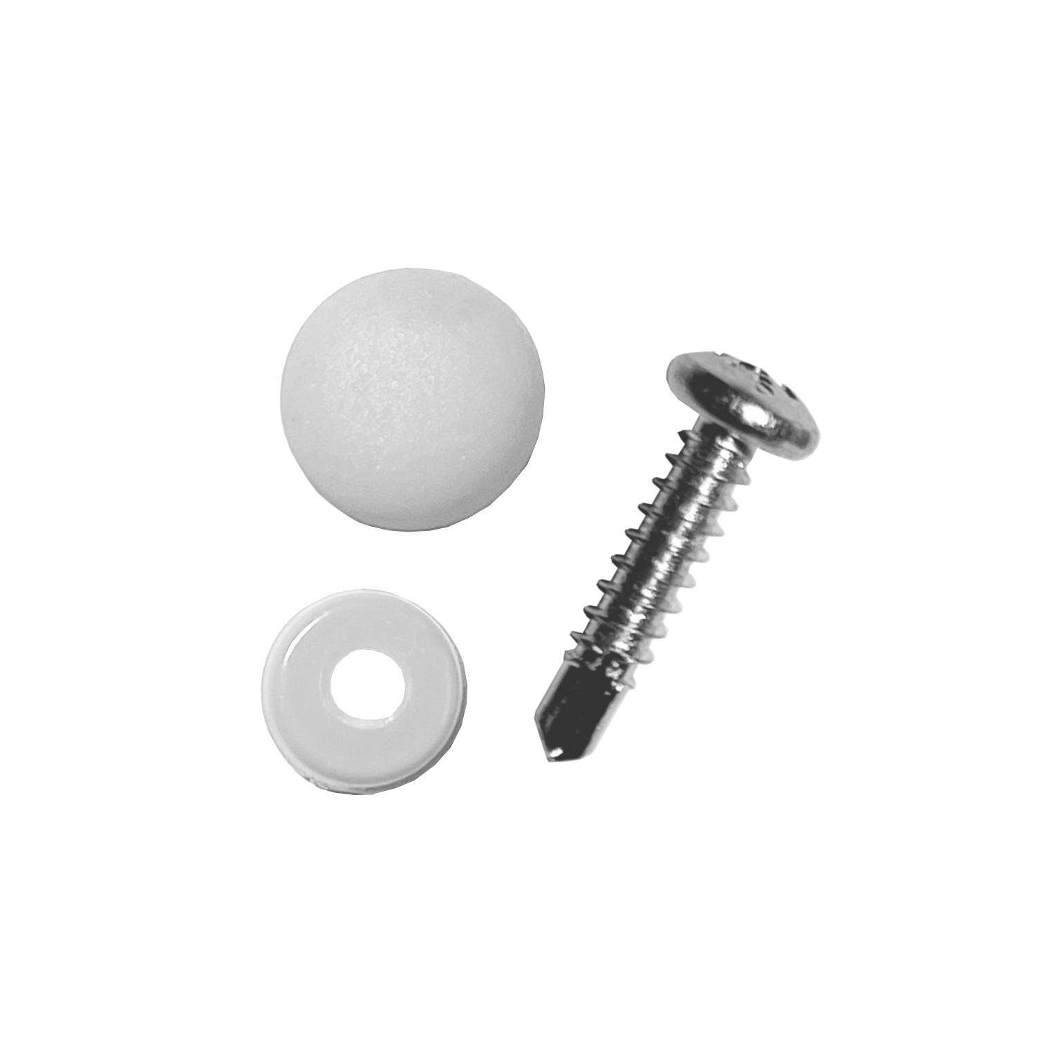 Set 20 Tornillos y 20 Tapones Embellecedores Molduras y Paneles ABS Blanco