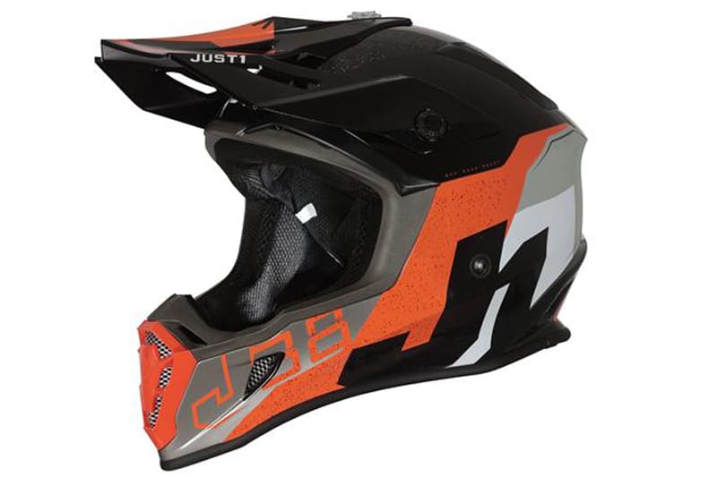 CASCO MOTOCROSS JUST1 J38 KORNER ORANGE BLACK GLOSS
